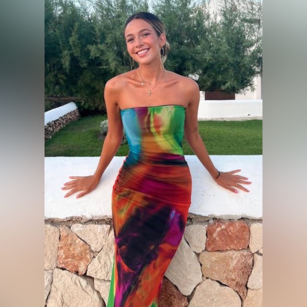 Zara Tulle Watercolor Dress Size medium